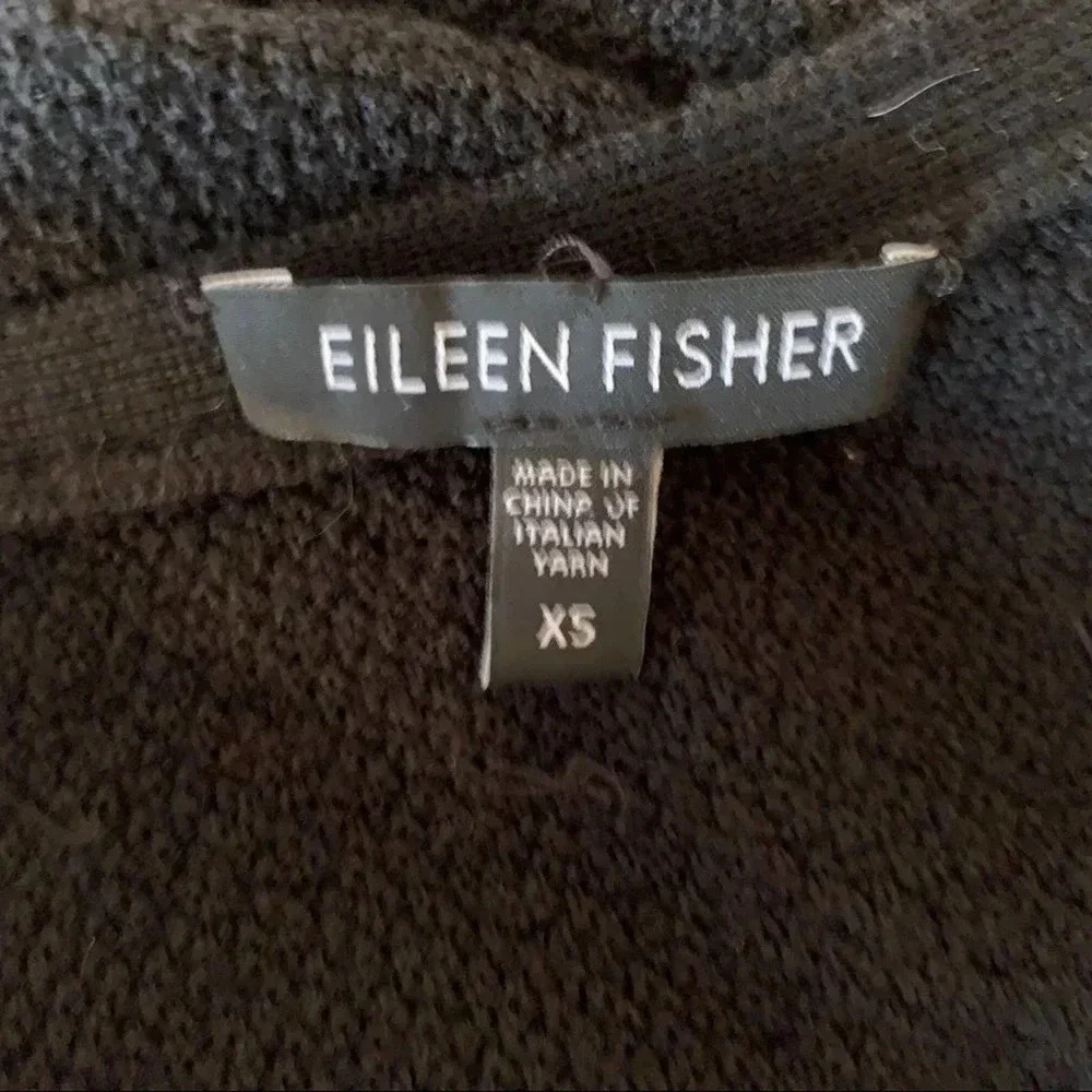 Eileen Fisher Wool Beaded Drape Cowl Neck Sweater Top Black Size XS